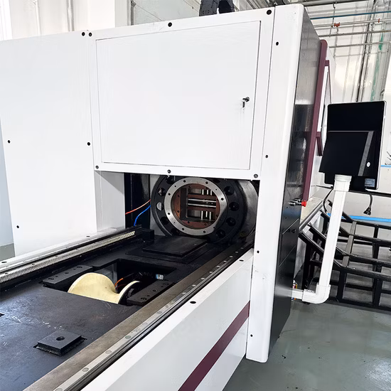 高速パイプレーザー切断/CNC ファイバーレーザー切断機金属パイプ切断 3000 ワット金属パイプ切断機